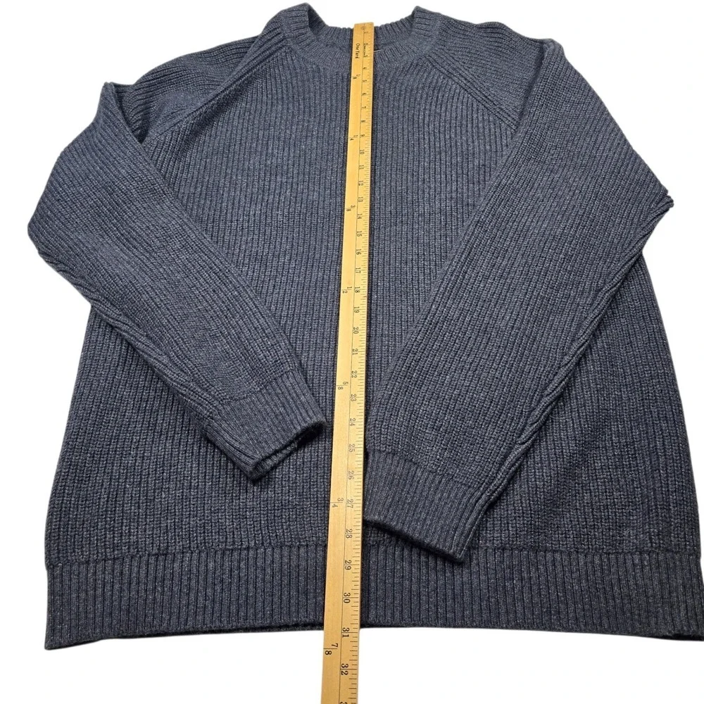 Eddie Bauer Mens TXL Blue Gray Ribbed Knit Crewneck Raglan Sweater Pullover Pl - Picture 3 of 7